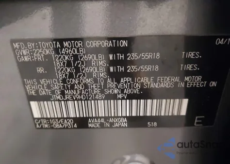 2017 Toyota Rav4 Hybrid Limited z USA, uszkodzony, nr VIN JTMDJREV9HD121489